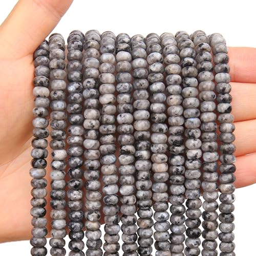BONNY BOXX 1 Strang natürliche Labradorit-Rondelle-Perlen, 4 x 6 mm, natürliche Abakus-Scheibensteinperlen, lose Abstandshalter, Edelsteinperlen für DIY-Armbänder, Halsketten, Schmuckherstellung von BONNY BOXX