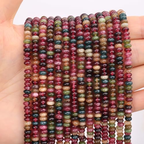 BONNY BOXX 150 Stück natürliche 2 x 4 mm bunte Turmalin-Rondelle-Perlen, natürliche Abakus-Scheibensteinperlen, lose Abstandshalter, Edelsteinperlen für DIY-Armbänder, Halsketten, Schmuckherstellung BONNY BOXX 150 Stück natürliche 2 x 4 mm bunte Turmalin-Rondelle-Perlen, natürliche Abakus-Scheibensteinperlen, lose Abstandshalter, Edelsteinperlen für DIY-Armbänder, Halsketten, Schmuckherstellung von BONNY BOXX