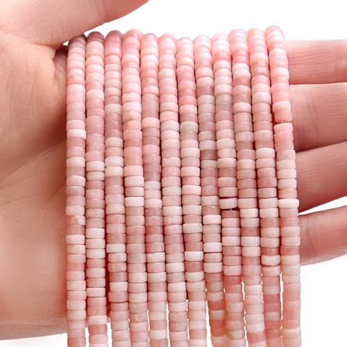 BONNY BOXX 150 Stück natürliche rosa Opal-Abstandshalter-Perlen, lose Halbedelstein-Perlen, flach, rund, Heishi-Scheibensteinperlen für Perlenschmuck, 4 mm x 2 mm, 38 cm BONNY BOXX 150 Stück natürliche rosa Opal-Abstandshalter-Perlen, lose Halbedelstein-Perlen, flach, rund, Heishi-Scheibensteinperlen für Perlenschmuck, 4 mm x 2 mm, 38 cm von BONNY BOXX