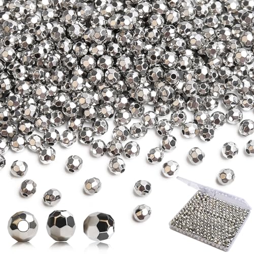 BONNY BOXX Facettierte runde Acrylperlen für Erwachsene, 6 mm, silberfarben, lose facettierte Acrylkugeln für DIY-Armbänder, Halsketten, Ohrringe, Schlüsselanhänger, Schmuckherstellung, Taschen, BONNY BOXX Facettierte runde Acrylperlen für Erwachsene, 6 mm, silberfarben, lose facettierte Acrylkugeln für DIY-Armbänder, Halsketten, Ohrringe, Schlüsselanhänger, Schmuckherstellung, Taschen, von BONNY BOXX