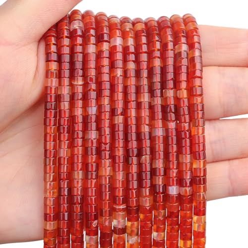BONNY BOXX Natürliche Karneol-Abstandshalter-Perlen, lose Halbedelstein-Perlen, flach, rund, Heishi-Scheibensteinperlen für Perlenschmuck, 4 mm x 2 mm, 150 Stück BONNY BOXX Natürliche Karneol-Abstandshalter-Perlen, lose Halbedelstein-Perlen, flach, rund, Heishi-Scheibensteinperlen für Perlenschmuck, 4 mm x 2 mm, 150 Stück von BONNY BOXX