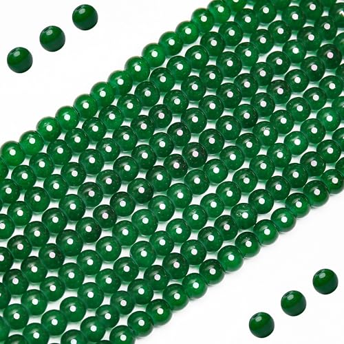 BONNY BOXX Runde Glasperlen aus Jade, 4 mm, für Schmuckherstellung, Bastelarbeiten, Armbänder und Halsketten, glatte Kristallperlen in verschiedenen Farben, Dunkelgrün, 400 Stück von BONNY BOXX