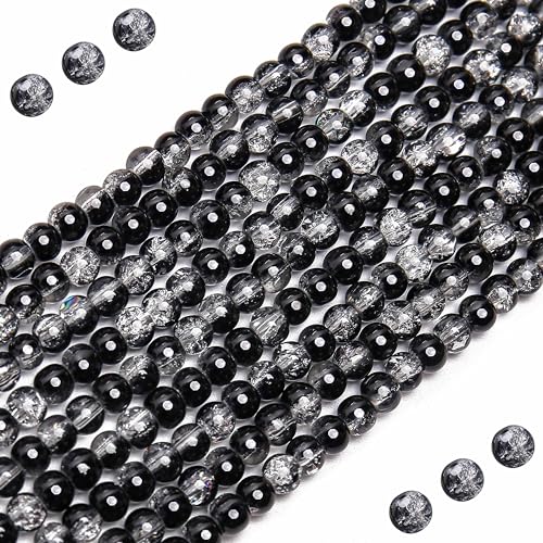 BONNY BOXX Runde Glasperlen für Schmuckherstellung, Armbänder und Halsketten, 4 mm, glatte Kristallperlen in verschiedenen Farben, 400 Stück (schwarz) von BONNY BOXX