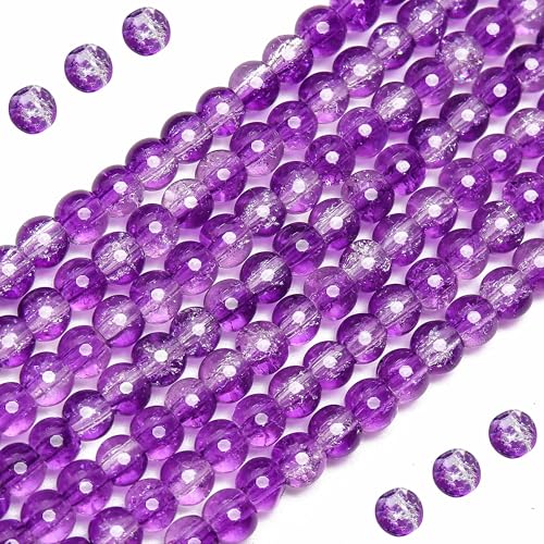 BONNY BOXX Runde Glasperlen für Schmuckherstellung, Armbänder und Halsketten, glatte Kristallperlen in verschiedenen Farben, 6 mm, 300 Stück (lila) von BONNY BOXX