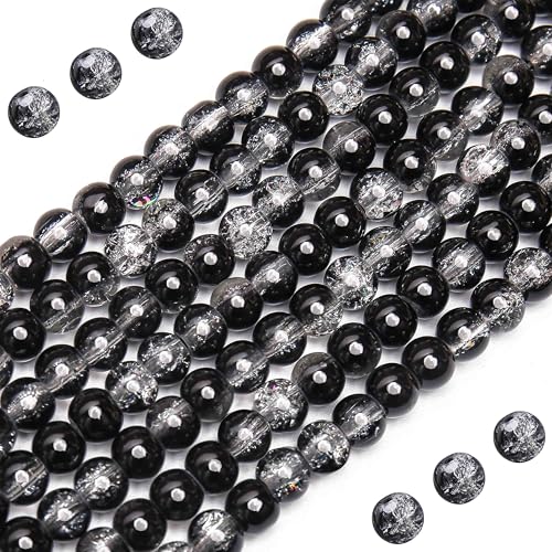 BONNY BOXX Runde Glasperlen für Schmuckherstellung, Armbänder und Halsketten, glatte Kristallperlen in verschiedenen Farben, 6 mm, 300 Stück (schwarz) von BONNY BOXX