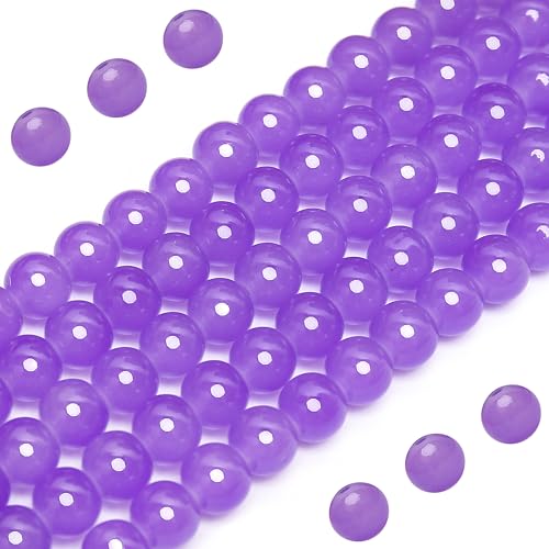BONNY BOXX Runde Glasperlen für Schmuckherstellung, Armbänder und Halsketten, glatte Kristallperlen in verschiedenen Farben, 8 mm, 200 Stück (Hellviolett) von BONNY BOXX