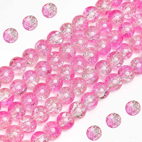BONNY BOXX Runde Glasperlen für Schmuckherstellung, Armbänder und Halsketten, glatte Kristallperlen in verschiedenen Farben, 8 mm, 200 Stück (Rosa) von BONNY BOXX