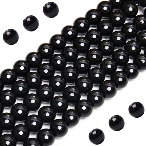 BONNY BOXX Runde Glasperlen für Schmuckherstellung, Armbänder und Halsketten, glatte Kristallperlen in verschiedenen Farben, 8 mm, 200 Stück (schwarz) von BONNY BOXX