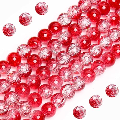 BONNY BOXX Runde Glasperlen für Schmuckherstellung, Armbänder und Halsketten, glatte Kristallperlen in verschiedenen Farben, Rot, 8 mm, 200 Stück von BONNY BOXX