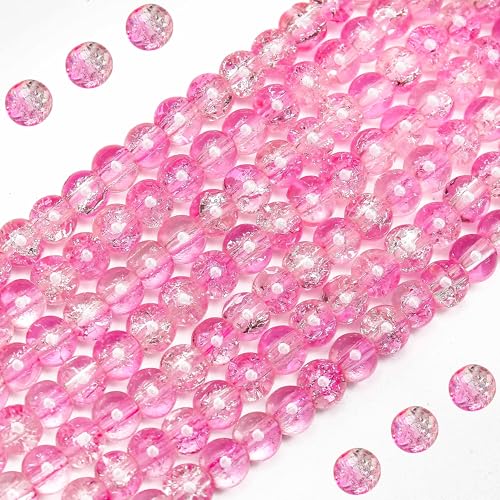 BONNY BOXX Runde Glasperlen für Schmuckherstellung, Bastelarbeiten, Armbänder und Halsketten, glatte Kristallperlen in verschiedenen Farben, Rosa, 300 Stück von BONNY BOXX