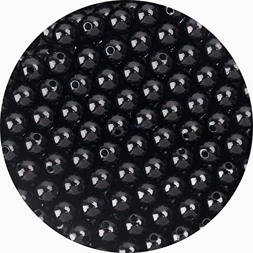 Hochwertige, glänzende ABS-Imitationsperlen mit Loch, 6/8/10 mm, runde Kunststoff-Acryl-Abstandsperle für Bastelarbeiten, Schmuckherstellung, Zubehör (schwarz, 8 mm, 500 Stück) von BONNY BOXX