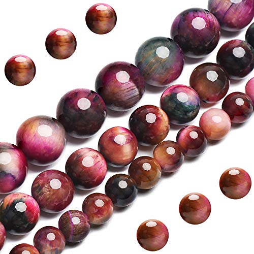 Natürliche, mehrfarbige Tigerauge-Perlen, Klasse AAA-Edelstein, runde, lose Perlen, 8 mm, 100 Stück Großpackungsoptionen, Halbedelsteinperlen für die Schmuckherstellung von BONNY BOXX