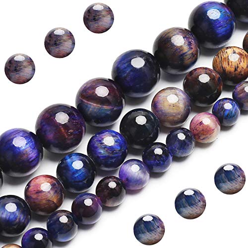 Natürliche Galaxie-Tigerauge-Perlen, Klasse AAA, Edelstein, rund, lose Perlen, 6 mm, 60 Stück, Großpackung, Halbedelstein-Perlen für Schmuckherstellung von BONNY BOXX