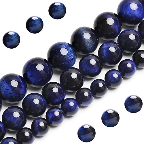 Natürliche blaue Tigerauge-Perlen, Klasse AAA-Edelstein, runde lose Perlen, 12 mm, 33 Stück, Großpackungsoptionen, Halbedelsteinperlen für die Schmuckherstellung von BONNY BOXX