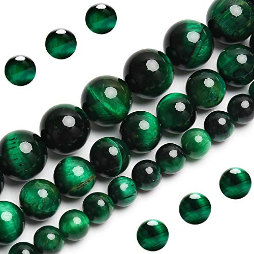 Natürliche grüne Tigerauge-Perlen, Klasse AAA, Edelstein, rund, lose Perlen, 6 mm, 60 Stück, Großpackung, Halbedelstein-Perlen für die Schmuckherstellung von BONNY BOXX