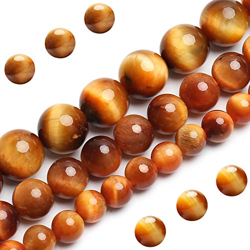 Natürliche orangefarbene Tigerauge-Perlen, Klasse AAA-Edelstein, runde, lose Perlen, 8 mm, 100 Stück Großpackungsoptionen, Halbedelsteinperlen für die Schmuckherstellung von BONNY BOXX