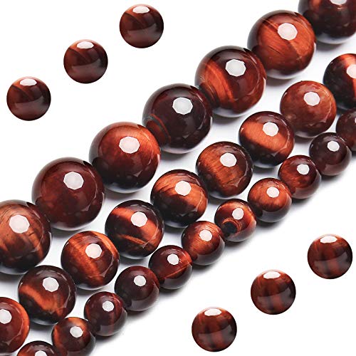 Natürliche rote Tigerauge-Perlen, Klasse AAA-Edelstein, runde lose Perlen, 10 mm, 40 Stück, Großpackungsoptionen, Halbedelsteinperlen für die Schmuckherstellung von BONNY BOXX