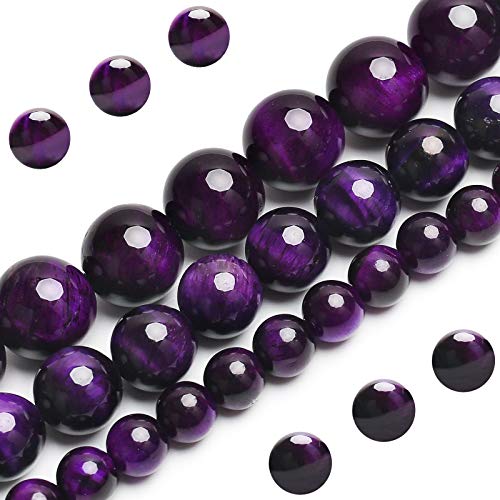 Natürliche violette Tigerauge-Perlen, Klasse AAA-Edelstein, runde, lose Perlen, 8 mm, 100 Stück Großpackungsoptionen, Halbedelsteinperlen für die Schmuckherstellung von BONNY BOXX