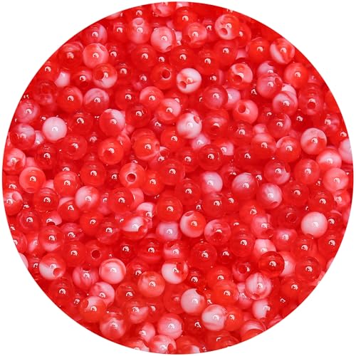 Rote Jade-Perlen, runde Perlen, glatte Acryl-Kugeln, Kunststoffharz, Kaugummi-Perlen für Halskette und Armbänder, Bastelbedarf, 6 mm, 1000 Stück Rote Jade-Perlen, runde Perlen, glatte Acryl-Kugeln, Kunststoffharz, Kaugummi-Perlen für Halskette und Armbänder, Bastelbedarf, 6 mm, 1000 Stück von BONNY BOXX
