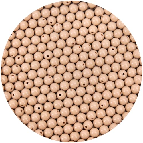 Runde Acrylperlen, 8 mm, glatt, hellkaffeefarben, runde Acrylkugeln, Kaugummi-Perlen, klobige Kunststoffharz-Perlen für Halsketten- und Armbandherstellung, Bastelbedarf, 500 Stück Runde Acrylperlen, 8 mm, glatt, hellkaffeefarben, runde Acrylkugeln, Kaugummi-Perlen, klobige Kunststoffharz-Perlen für Halsketten- und Armbandherstellung, Bastelbedarf, 500 Stück von BONNY BOXX