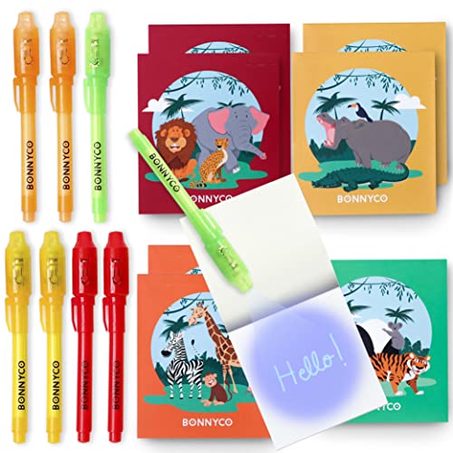 BONNYCO UV Stift und Notizbuch, 8 Stück Dschungel Mitgebsel Kindergeburtstag Junge & Mädchen | Kindergeburtstag Gastgeschenke, Adventskalender & Kleine Geschenke Kinder - Safari Geburtstag Deko von BONNYCO