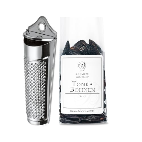 BOOMERS GOURMET - Premium Tonkabohnen mit Reibe, Tonkabohnen ganz - Reibe mit Premium Tonkabohnen - 1 Stück von BOOMERS GOURMET