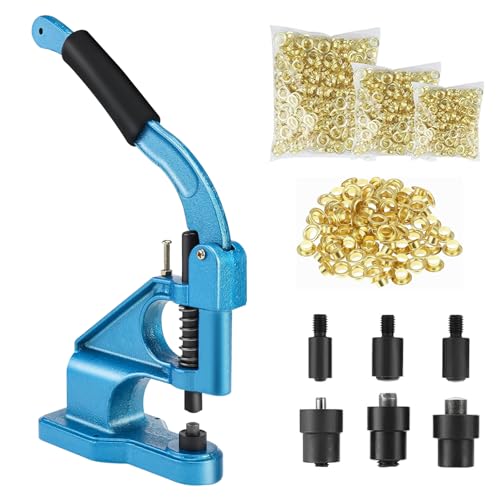 BOOMSTART Ösenmaschine Ösenpresse Set, Handpresse Ösenstanze Ösenzange mit Matrizen und 1500 Goldener Ösen, 6mm 10mm 12mm Oesenpresse Oesenzange Oesenmaschine für Planen Stoff Banner Taschen von BOOMSTART