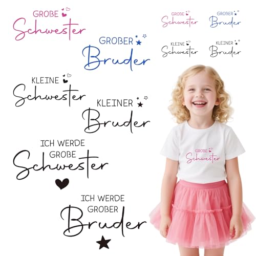 10 Bügelbild für Textilen Große Schwester Großer Bruder Shirt Kleine Schwester Kleiner Bruder Geschenk Aufnäher Transferaufkleber für Kleidung Bügelfolie zum Aufbügeln Selbst Gestalten Tshirt Socken 10 Bügelbild für Textilen Große Schwester Großer Bruder Shirt Kleine Schwester Kleiner Bruder Geschenk Aufnäher Transferaufkleber für Kleidung Bügelfolie zum Aufbügeln Selbst Gestalten Tshirt Socken von BOOMTOP