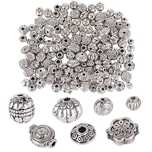 100g Zwischenperlen Metall Perlen für Armbänder Silber Tibetischen Metallperlen mit Großloch Spacer Perlen zum Basteln Halskette Bastelperlen Set zum Auffädeln für DIY Schmuckherstellung von BOOMTOP