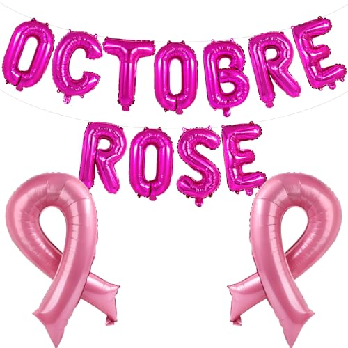 13pcs Französisch OCTOBRE ROSE Ballon Buchstaben Luftballon Schleifenballon Partyballon Party Dekoration Set von BOOMTOP