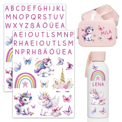 2x Aufkleber für Trinkflaschen Brotdose Wasserfest Rub On Sticker Einhorn Schulkind Einschulung Geschenk Personalisiert Trinkflasche Kinder Brotdose Namen Aufkleber Buchstaben Rub Ons Fahrradsticker 2x Aufkleber für Trinkflaschen Brotdose Wasserfest Rub On Sticker Einhorn Schulkind Einschulung Geschenk Personalisiert Trinkflasche Kinder Brotdose Namen Aufkleber Buchstaben Rub Ons Fahrradsticker von BOOMTOP