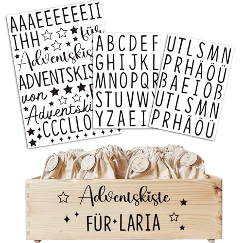 3Blatt Adventskiste Aufkleber Personalisiert Adventskiste Rub On Sticker Advent Deko Aufkleber Adventskalender Holzkiste Adventsbox mit DIY Buchstaben Aufkleber Schwarz 3Blatt Adventskiste Aufkleber Personalisiert Adventskiste Rub On Sticker Advent Deko Aufkleber Adventskalender Holzkiste Adventsbox mit DIY Buchstaben Aufkleber Schwarz von BOOMTOP
