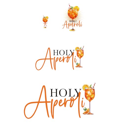 4x Transfer Aufkleber für Kleidung Holy Aperoli Deko Geschenk Bügelbild zum Aufbügeln Apero Shirt Orange Selbst Gestalten Bügelfolie für Textilen Tasche Socken Team Apero Aperolliebhaber Geschenkidee von BOOMTOP