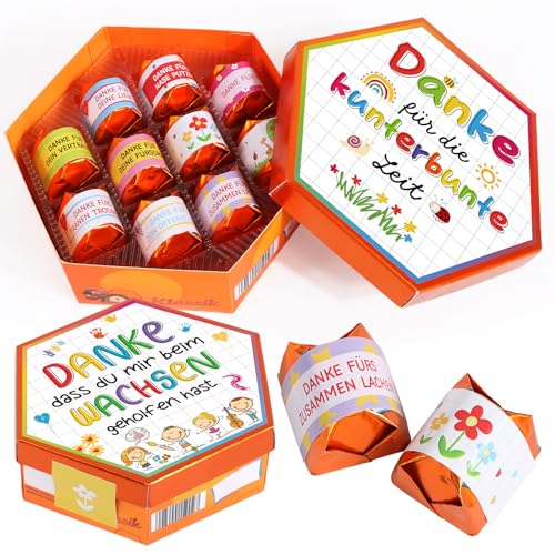 50 Aufkleber für Küsschen Pralinen Abschiedsgeschenke Erzieherin Lehrerin Schokolade Banderole Aufkleber zum Beschriften Personalisiert Tagesmutter Dankeschön Geschenk Bunte Schokoladen Sticker von BOOMTOP