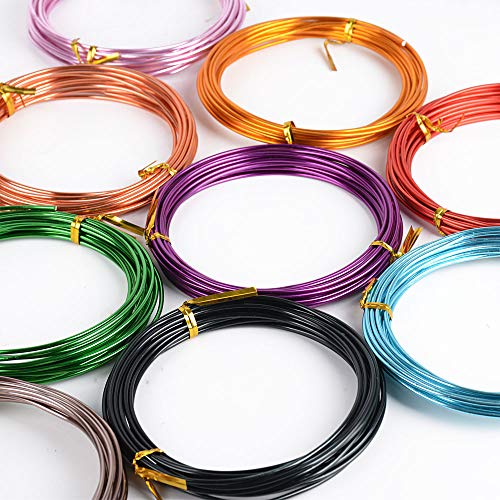 50m Alu Schmuckdraht 2mm Aludraht Aluminium Draht zum Basteln Biegbar Schmuck Basteldraht 5m x 10 Farben für Schmuckherstellung Handwerk Modellieren Armaturen Skulpturen von BOOMTOP