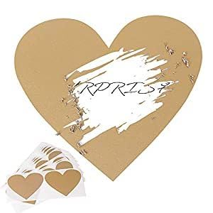 50pcs Rubbelaufkleber Herz Rubbellose Selber Machen Gold Rubbel Etiketten Selbstklebend Rubbelsticker Rubbelkarten Hochzeit Überraschung Schwangerschaft Verkünden Rubbel Folie Scratch Sticker 7x8cm von BOOMTOP