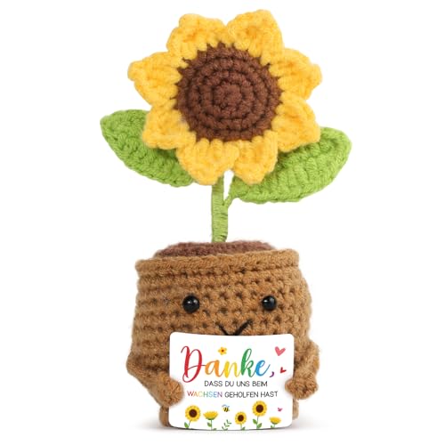 Abschiedsgeschenke Erzieherin Positive Sonnenblume Glücksbringer Dankeschön Geschenke Lehrerin Pocket Hug Klein Sonnenblumen Strickwolle Puppe 13cm Danke Abschied Geschenke Kindergarten Kita von BOOMTOP
