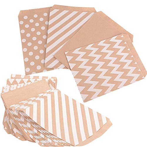 BOOMTOP 100pcs Papiertüten Klein Braun Geschenktüten Kraftpapier Tütchen Beutel Weihnachten Ostern Papiertaschen 16,5 x 13 cm Papierbeutel Süßigkeitentüten für Geburtstag Hochzeit von BOOMTOP