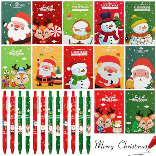 BOOMTOP 12x Weihnachten Kugelschreiber 12x Weihnachten Mini Notizblöcke 0,5mm Druckkugelschreiber Tasche Notizbuch Weihnachten Geschenk Adventskalender Füllung Ideen Kleinigkeiten Party Mitbringsel BOOMTOP 12x Weihnachten Kugelschreiber 12x Weihnachten Mini Notizblöcke 0,5mm Druckkugelschreiber Tasche Notizbuch Weihnachten Geschenk Adventskalender Füllung Ideen Kleinigkeiten Party Mitbringsel von BOOMTOP