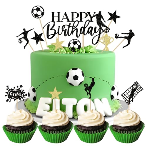 BOOMTOP 13pcs Fussball Cupcake Topper Fußball Kuchen Topper Geburtstag Torten Deko Glitzer Fussball Party Kuchenstecker Muffin Deko für Fußball Party Babyparty Geburtstagsfeier Gold Schwarz BOOMTOP 13pcs Fussball Cupcake Topper Fußball Kuchen Topper Geburtstag Torten Deko Glitzer Fussball Party Kuchenstecker Muffin Deko für Fußball Party Babyparty Geburtstagsfeier Gold Schwarz von BOOMTOP