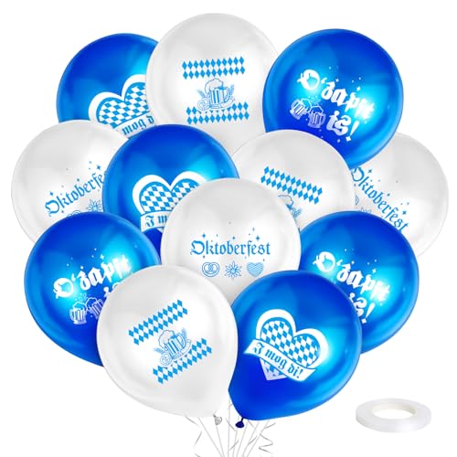BOOMTOP 24pcs Oktoberfest Deko Ballons Bayrische Deko Luftballons O'zapft is Oktoberfest Latexballons Partyballons I mog Di Bayern Bierfest Wiesn Dekoration Blau Weiß in 4 Stilen BOOMTOP 24pcs Oktoberfest Deko Ballons Bayrische Deko Luftballons O'zapft is Oktoberfest Latexballons Partyballons I mog Di Bayern Bierfest Wiesn Dekoration Blau Weiß in 4 Stilen von BOOMTOP
