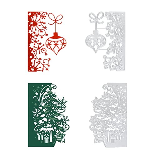 BOOMTOP 2pcs Stanzschablone Rahmen Weihnachten Metall Stanzformen Kartenherstellung Stanzbögen Weihnachtsbaum Weihnachtslaterne Stanzer Scrapbooking Prägeschablonen für Weihnachten DIY Fotoalbum von BOOMTOP