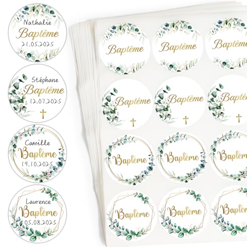 BOOMTOP 300pcs Französisch Baptême Aufkleber Taufe Sticker 3,8cm Runde Etiketten Geschenke Gastgeschenke von BOOMTOP