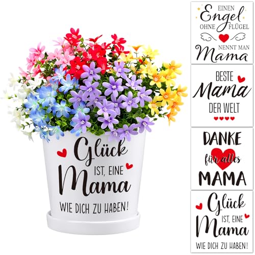 4 Aufkleber für Blumentopf Mama Geschenk Muttertag Rub on Sticker Muttertagsgeschenke Beste Mama der Welt Aufkleber Rub Ons Blumentöpfe Tasse Transferaufkleber Dankeschön Geburtstag 10cm von BOOMTOP