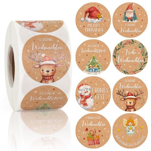 BOOMTOP 500 Stück Weihnachten Aufkleber Rund Kraftpapier Aufkleber Frohe Weihnachten Sticker Selbstklebend Weihnachtsaufkleber Rolle 4cm Weihnachts Geschenk Etiketten 8 Motive für Papiertüten Karte BOOMTOP 500 Stück Weihnachten Aufkleber Rund Kraftpapier Aufkleber Frohe Weihnachten Sticker Selbstklebend Weihnachtsaufkleber Rolle 4cm Weihnachts Geschenk Etiketten 8 Motive für Papiertüten Karte von BOOMTOP