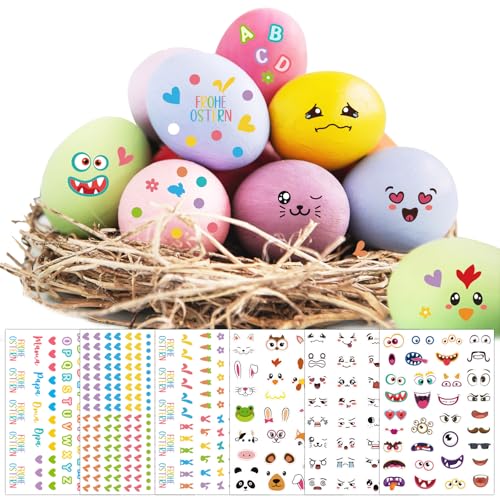 BOOMTOP 6 Bögen Ostern Eier Sticker Tattoos Eierfarben Ostern Deko Aufkleber Ostereier Färben Lustige Tiergesichter Bunt Augen Mund Sticker Frohe Ostern Basteln Buchstaben Aufkleber Osterdekoration BOOMTOP 6 Bögen Ostern Eier Sticker Tattoos Eierfarben Ostern Deko Aufkleber Ostereier Färben Lustige Tiergesichter Bunt Augen Mund Sticker Frohe Ostern Basteln Buchstaben Aufkleber Osterdekoration von BOOMTOP