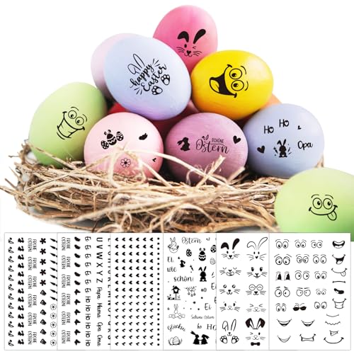 BOOMTOP 6 Bögen Ostern Eier Sticker Tattoos Eierfarben Ostern Deko Aufkleber Ostereier Färben Lustige Gesichter Augen Mund Frohe Ostern Basteln Buchstaben Osterhase Aufkleber Osterdekoration Schwarz BOOMTOP 6 Bögen Ostern Eier Sticker Tattoos Eierfarben Ostern Deko Aufkleber Ostereier Färben Lustige Gesichter Augen Mund Frohe Ostern Basteln Buchstaben Osterhase Aufkleber Osterdekoration Schwarz von BOOMTOP