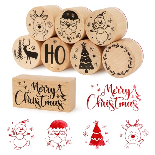 BOOMTOP 8Pcs Weihnachten Stempel Holz Rund Holzstempelset Merry Christmas Stempel Weihnachtsstempel Klein Motivstempel Kinder für Kartenbasteln Scrapbooking Geschenkpapier BOOMTOP 8Pcs Weihnachten Stempel Holz Rund Holzstempelset Merry Christmas Stempel Weihnachtsstempel Klein Motivstempel Kinder für Kartenbasteln Scrapbooking Geschenkpapier von BOOMTOP