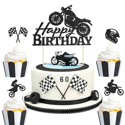 BOOMTOP Motorrad Torten Deko Geburtstag 9pcs Cake Topper Happy Birthday Glitzer Kuchen Deko Cupcake Topper Kuchenstecker Schwarz Muffin Deko für Jungen Männer Sport Party Geburtstagsfeier BOOMTOP Motorrad Torten Deko Geburtstag 9pcs Cake Topper Happy Birthday Glitzer Kuchen Deko Cupcake Topper Kuchenstecker Schwarz Muffin Deko für Jungen Männer Sport Party Geburtstagsfeier von BOOMTOP