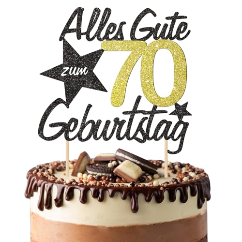 BOOMTOP Torten Deko 70 Geburtstag Alles Gute zum Geburtstag 70 Jahre Tortendeko Happy 70th Birthday Cake Topper Kuchen Topper Kuchendeko 70 Geburstagstorte Deko für Männer Frauen Opa Oma Papa Mama von BOOMTOP